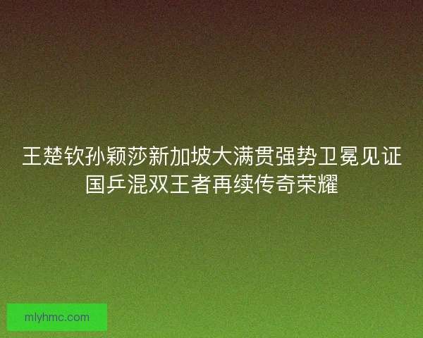 王楚钦孙颖莎新加坡大满贯强势卫冕见证国乒混双王者再续传奇荣耀